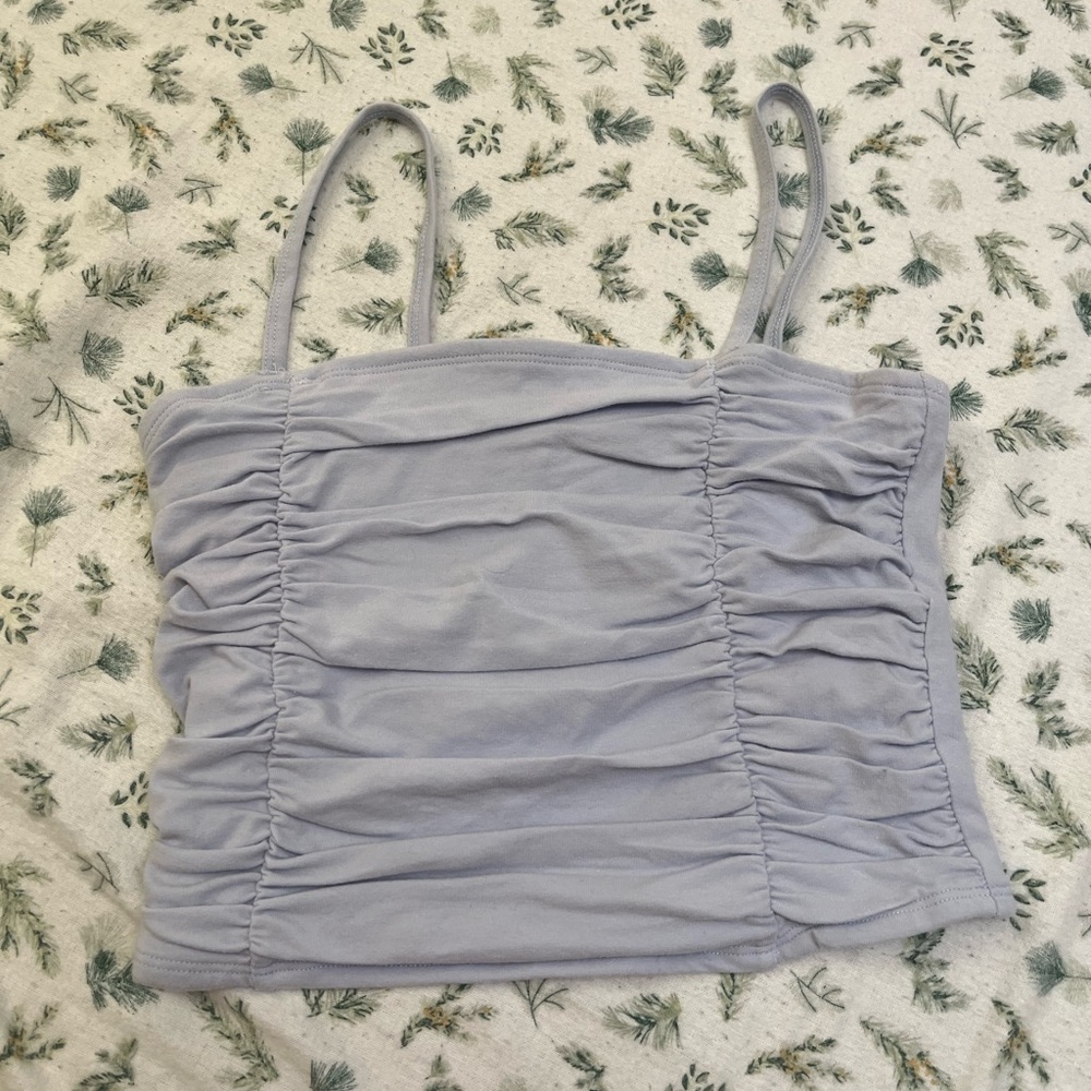 Blue scrunched crop top
